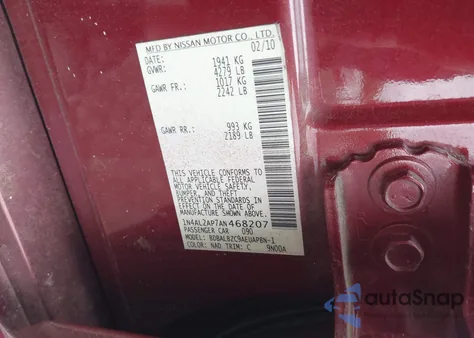 2010 Nissan Altima 2.5 S from USA, damaged, VIN 1N4AL2AP7AN468207